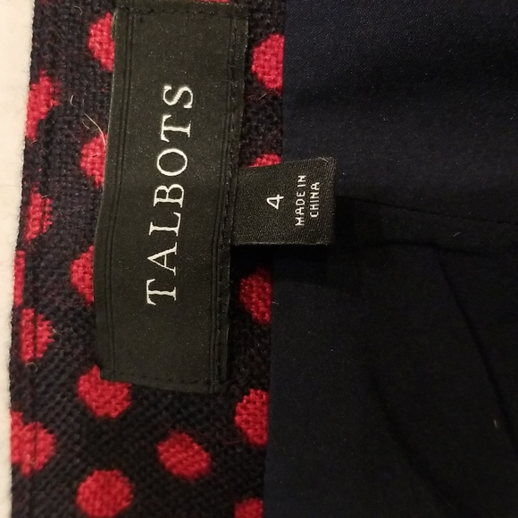 Talbots red and navy polka dot wool skirt size 4 - Picture 3 of 7
